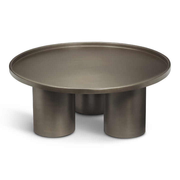 ECLAT SOFIA INDUSTRIAL ROUND TOP COFFEE TABLE - INDUSTRAIL NICKEL - UPPER VIEW