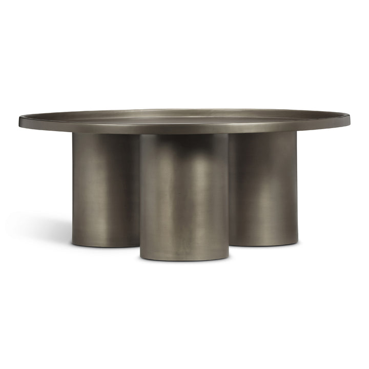 ECLAT SOFIA INDUSTRIAL ROUND TOP COFFEE TABLE - INDUSTRAIL NICKEL - FRONT VIEW