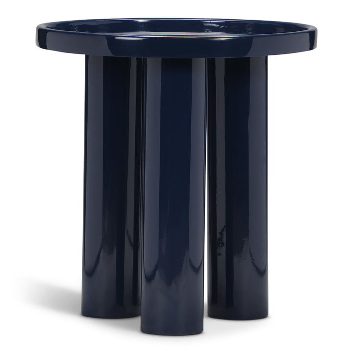 ECLAT SOFIA ENAMEL ROUND TOP END TABLE - NAVY - FRONT VIEW