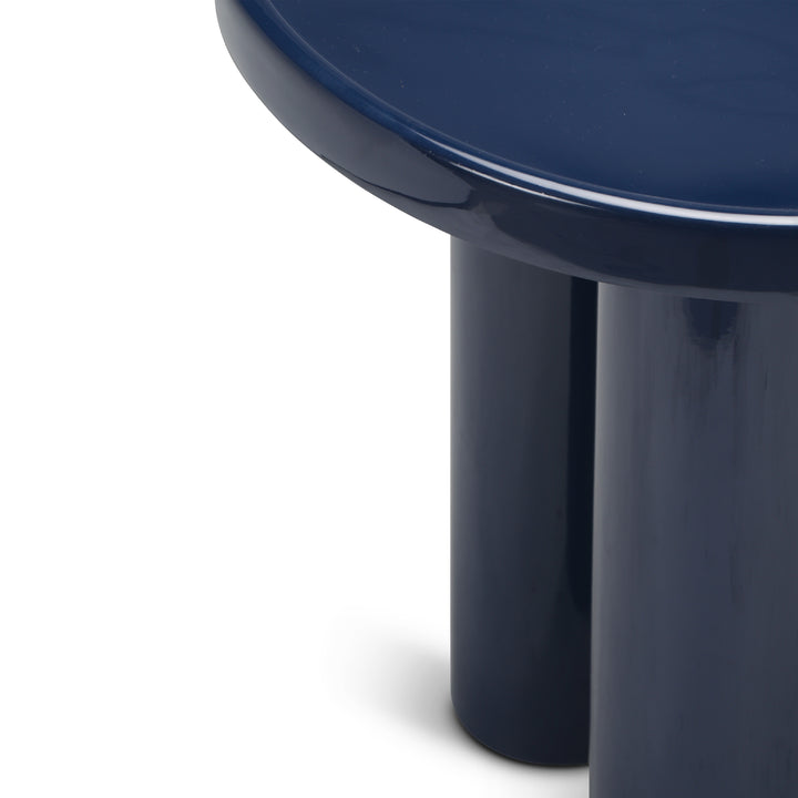 ECLAT SOFIA ENAMEL ROUND TOP END TABLE - NAVY - LEG VIEW