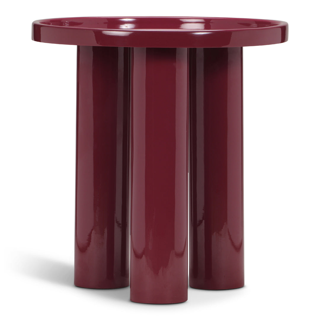 ECLAT SOFIA ENAMEL ROUND TOP END TABLE - PLUM - FRONT VIEW