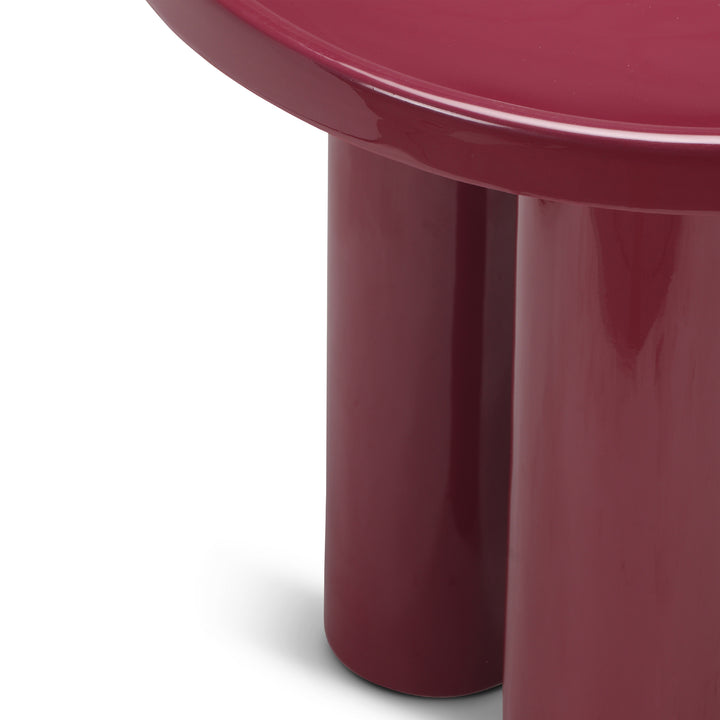 ECLAT SOFIA ENAMEL ROUND TOP END TABLE - PLUM - LEG VIEW