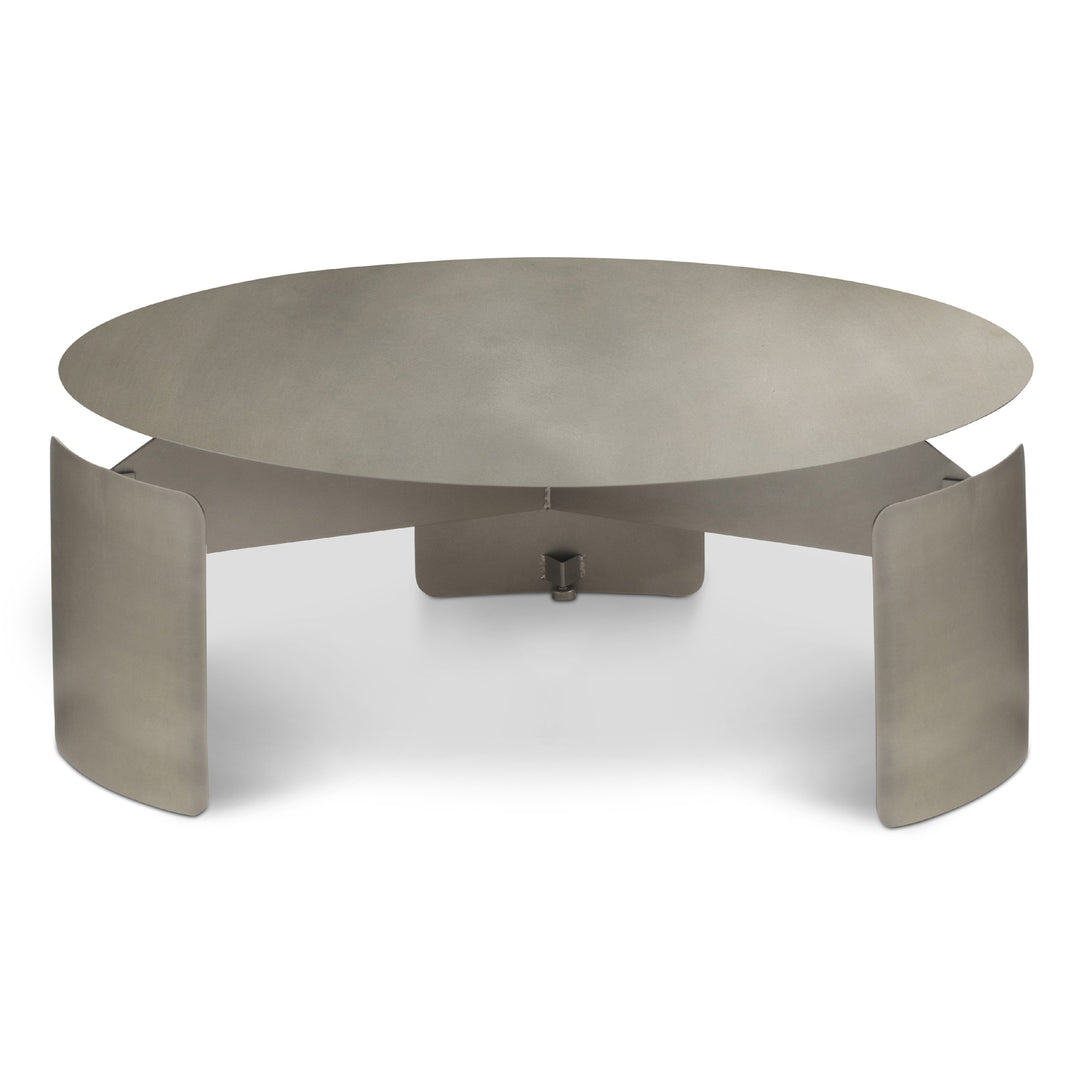 SENSHI INDUSTRIAL ROUND TABLE TOP COFFEE TABLE - INDUSTRAIL NICKEL - FRONT VIEW