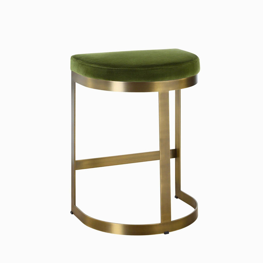 IVANNA MOSS VELVET + BRASS COUNTER STOOL
