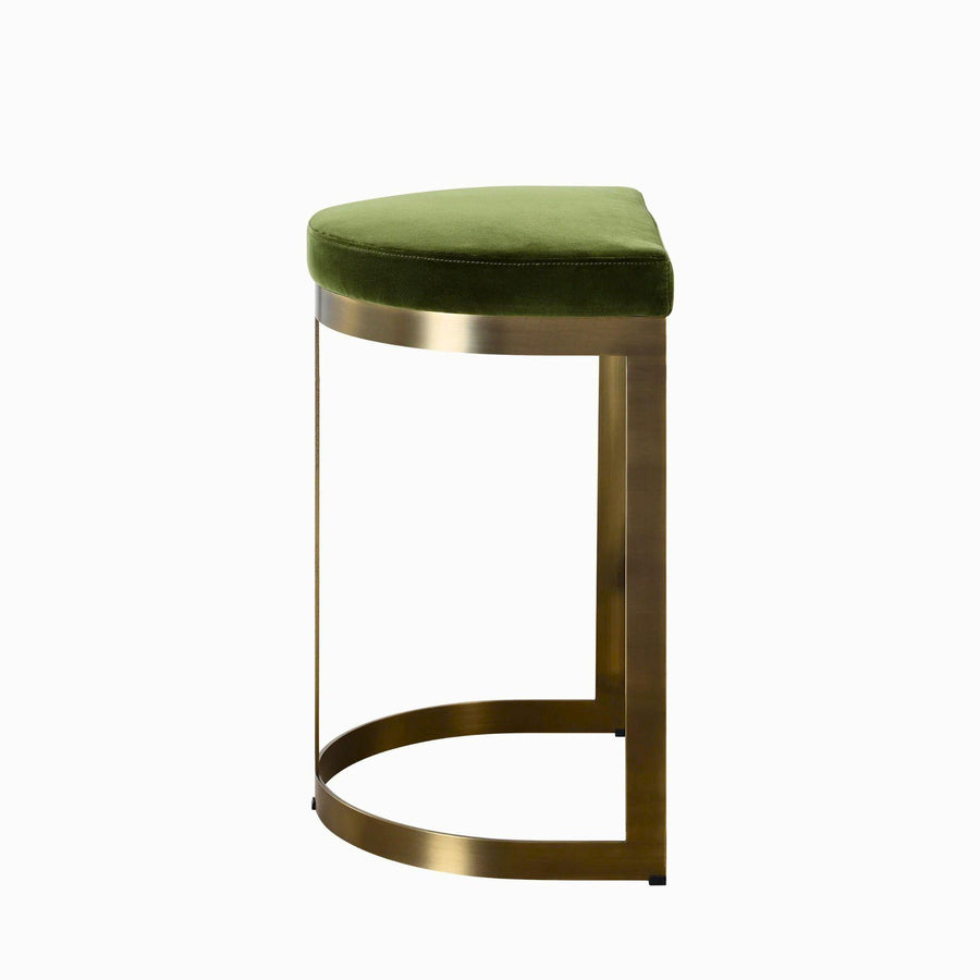 IVANNA MOSS VELVET + BRASS COUNTER STOOL
