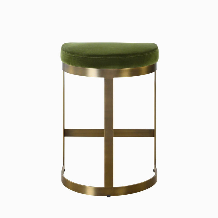 IVANNA MOSS VELVET + BRASS COUNTER STOOL