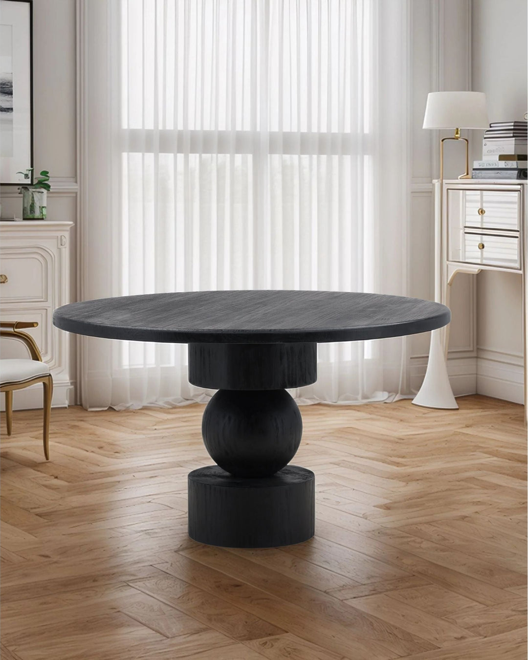 JARED MATTE BLACK ROUND DINING TABLE