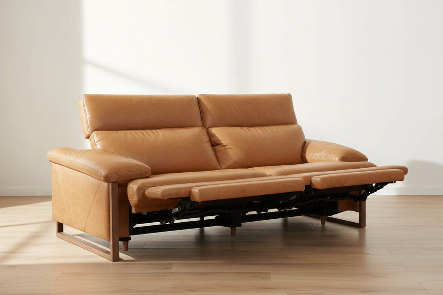 JERICHO POWER RECLINE TAN LEATHER SOFA