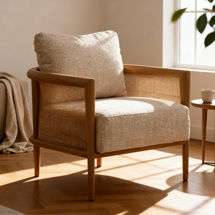 ODETTE CANE PANELED ACCENT CHAIR