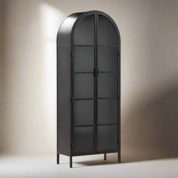KIER INDUSTRIAL BLACK IRON ARCHED CABINET