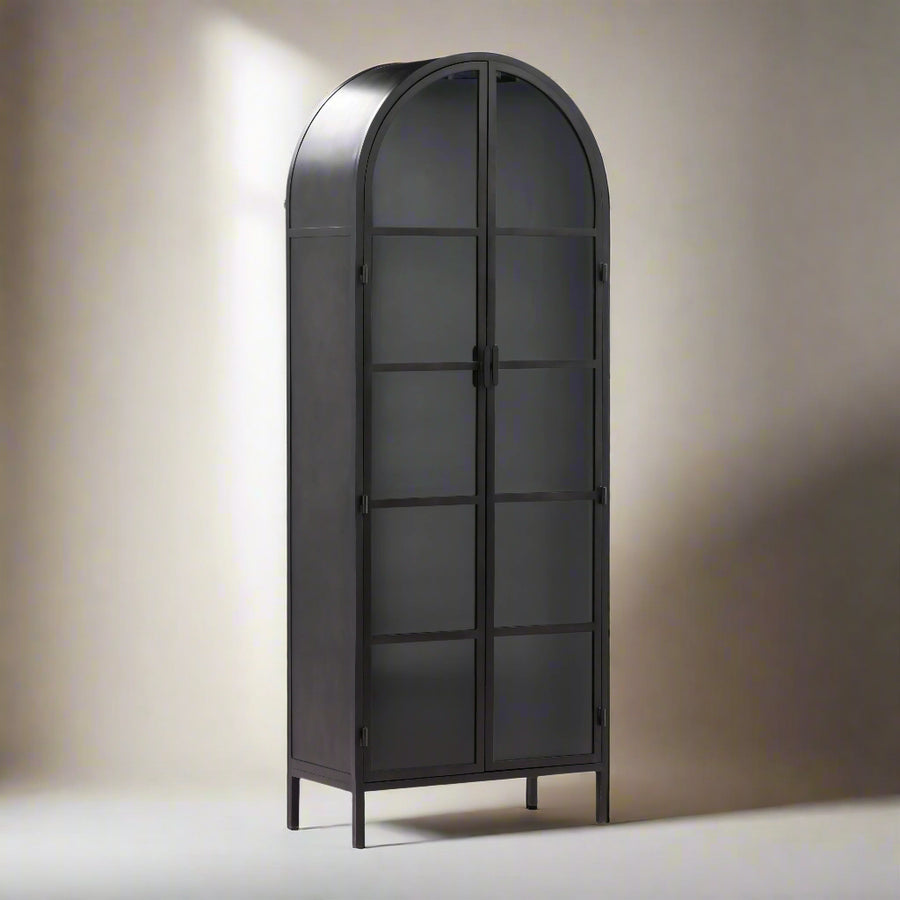 KIER INDUSTRIAL BLACK IRON ARCHED CABINET