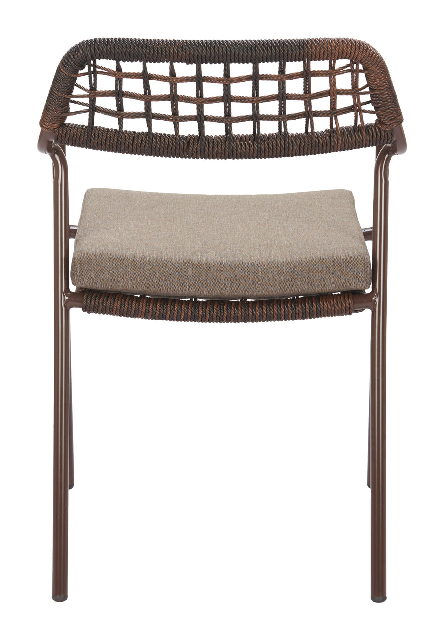 Wicker chair with a cushion on a white background