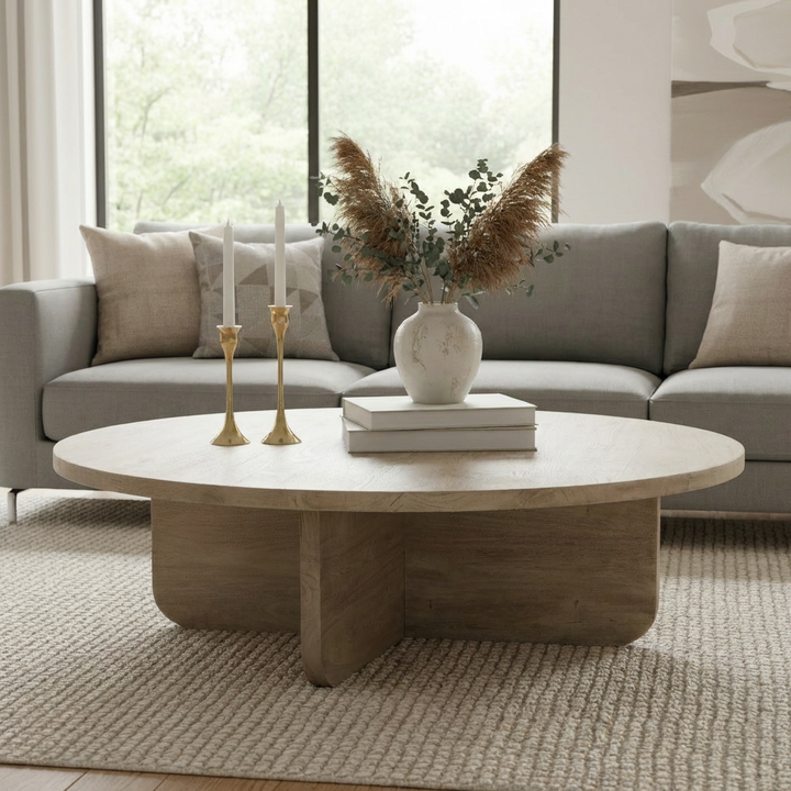 KODY 55"RD WEATHERED WOOD COFFEE TABLE