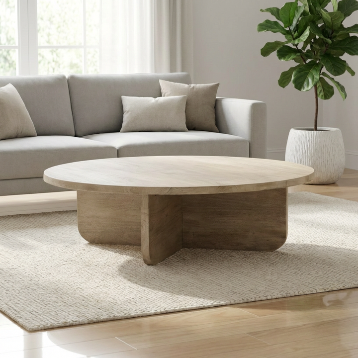 KODY 55"RD WEATHERED WOOD COFFEE TABLE