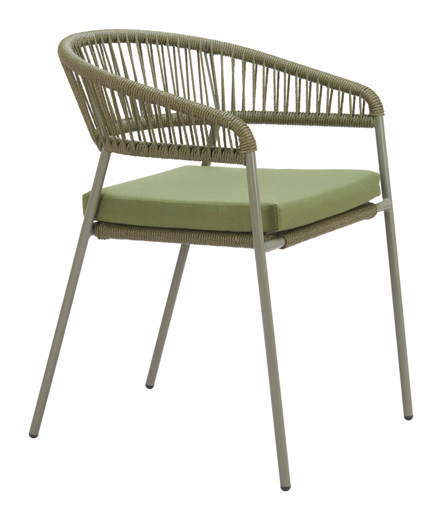 Chair with green cushion on a white background