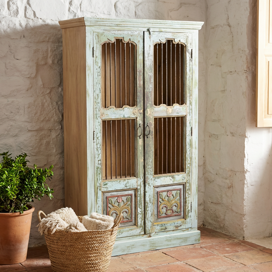 ANTIQUE JALI DOOR CABINET