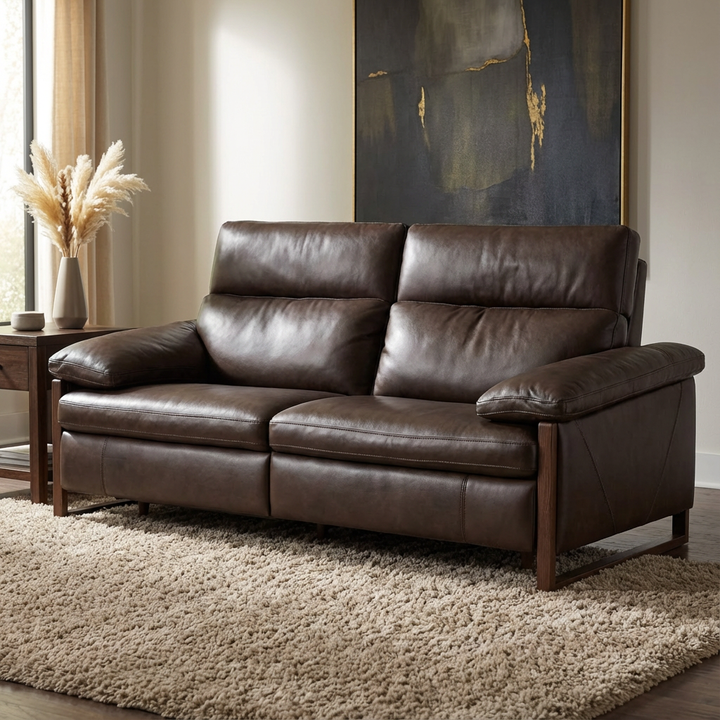 JERICHO POWER RECLINE DARK BROWN LEATHER SOFA