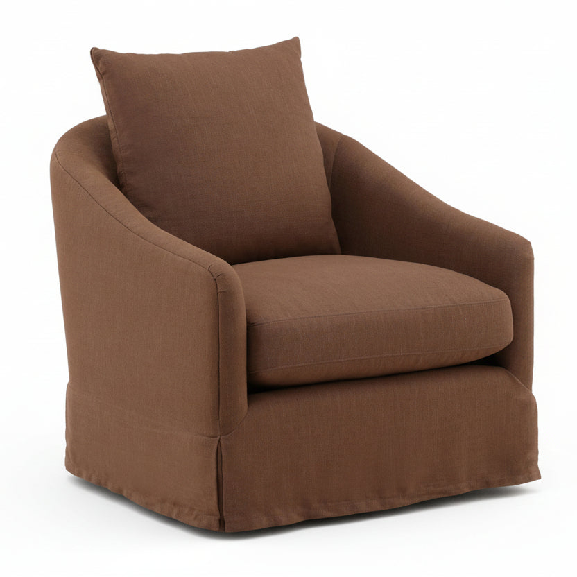 LARA PERFORMANCE LINEN SLIPCOVER SWIVEL CHAIR