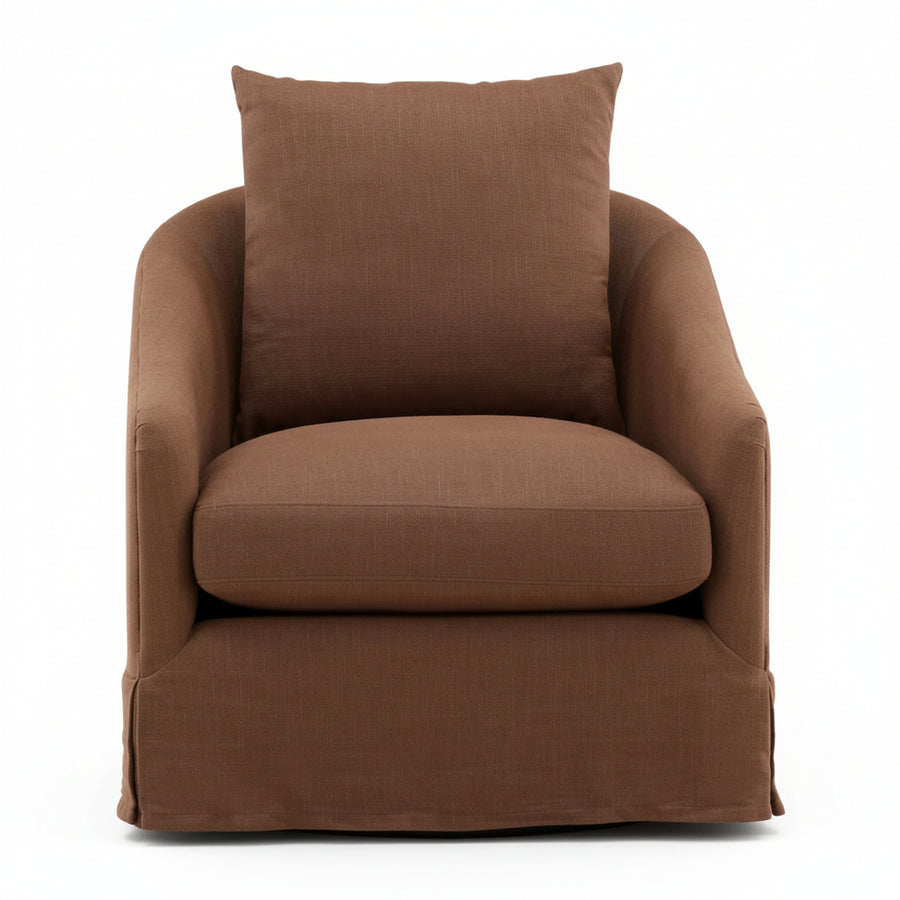 LARA PERFORMANCE LINEN SLIPCOVER SWIVEL CHAIR