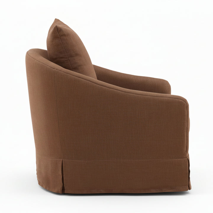 LARA PERFORMANCE LINEN SLIPCOVER SWIVEL CHAIR