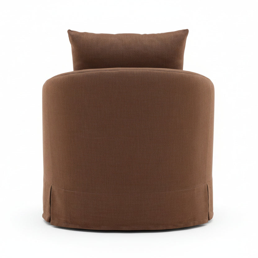 LARA PERFORMANCE LINEN SLIPCOVER SWIVEL CHAIR