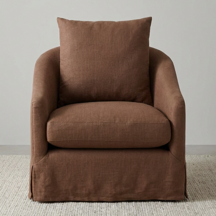 LARA PERFORMANCE LINEN SLIPCOVER SWIVEL CHAIR