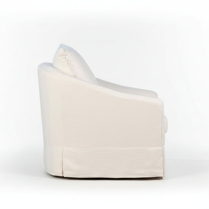 White armchair with a pillow on a white background