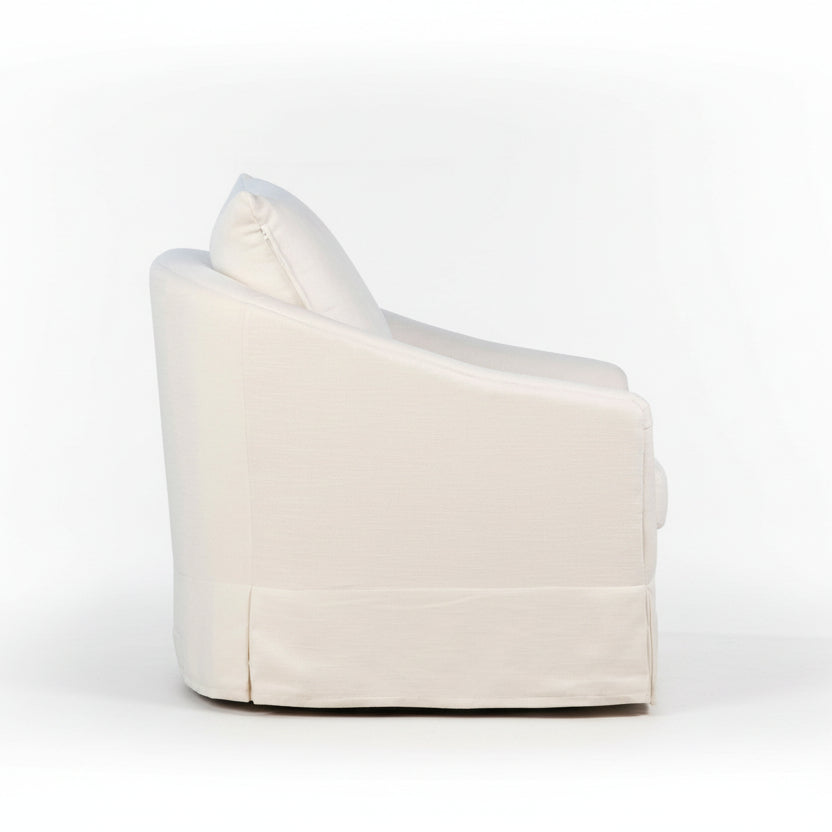 White armchair with a pillow on a white background