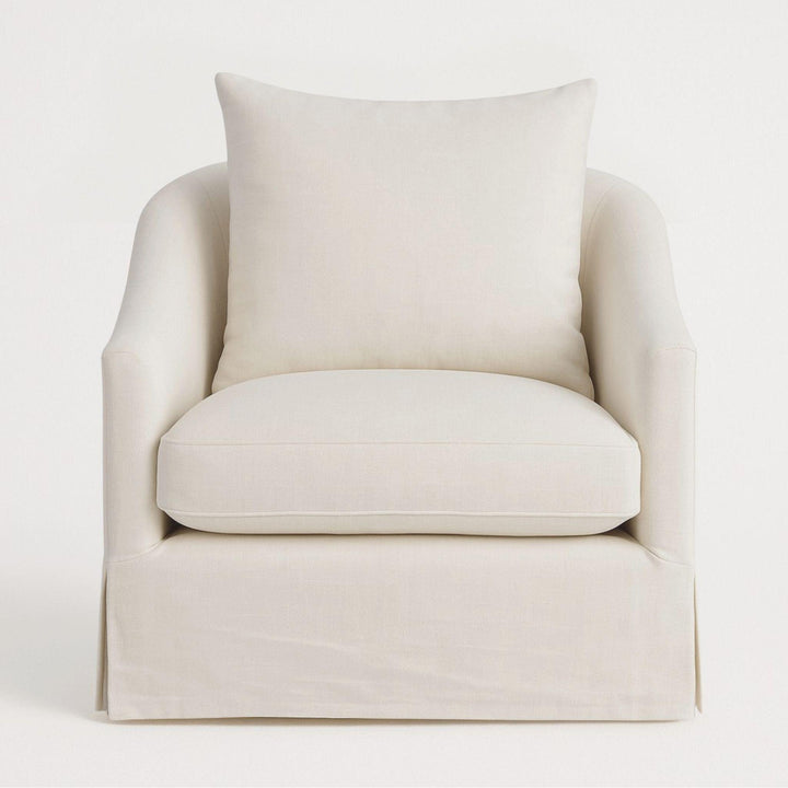 LARA PERFORMANCE LINEN SLIPCOVER SWIVEL CHAIR