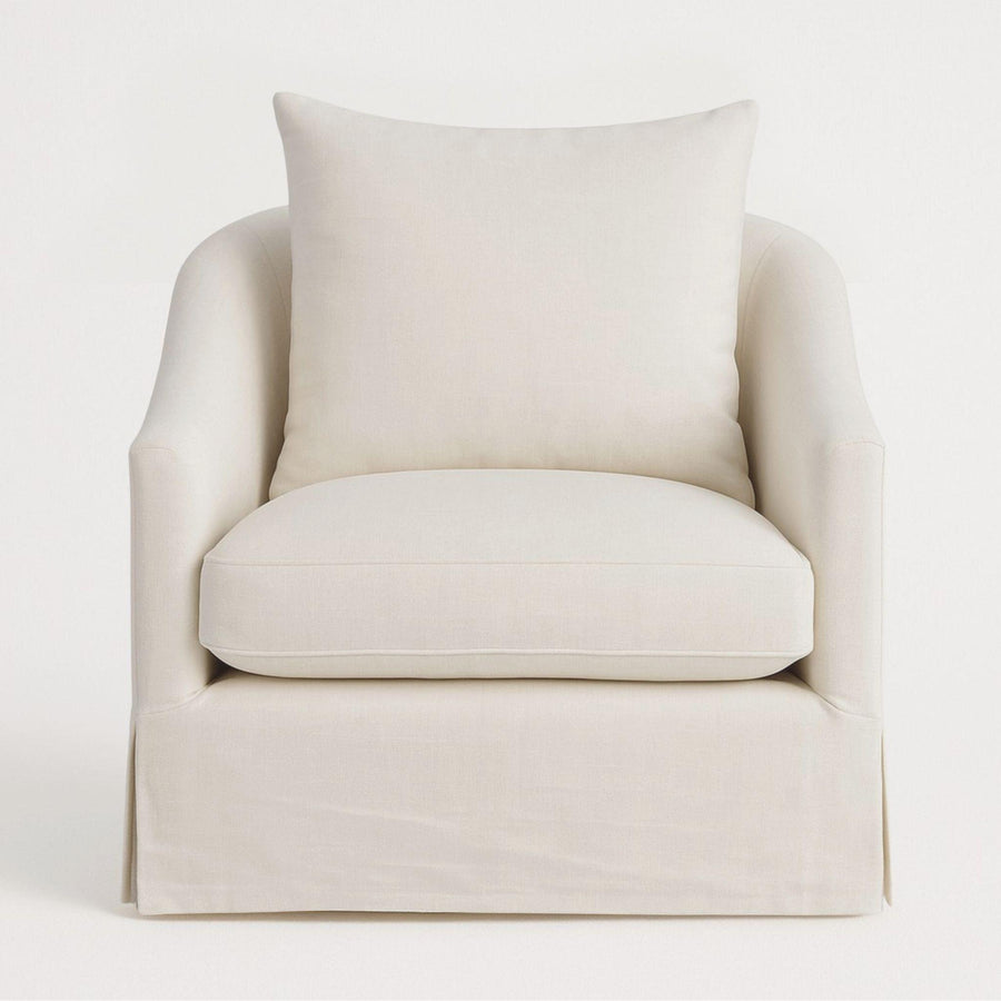 LARA PERFORMANCE LINEN SLIPCOVER SWIVEL CHAIR