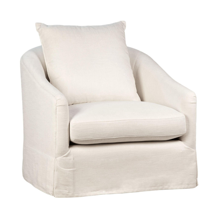 White armchair with a pillow on a white background