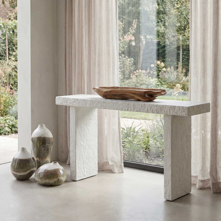 LIMESTONE CONCRETE CONSOLE TABLE