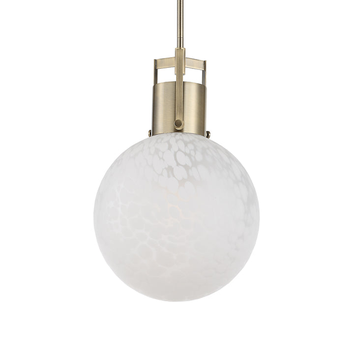 HUCH ANTIQUE BRASS + WHITE GLASS PENDANT