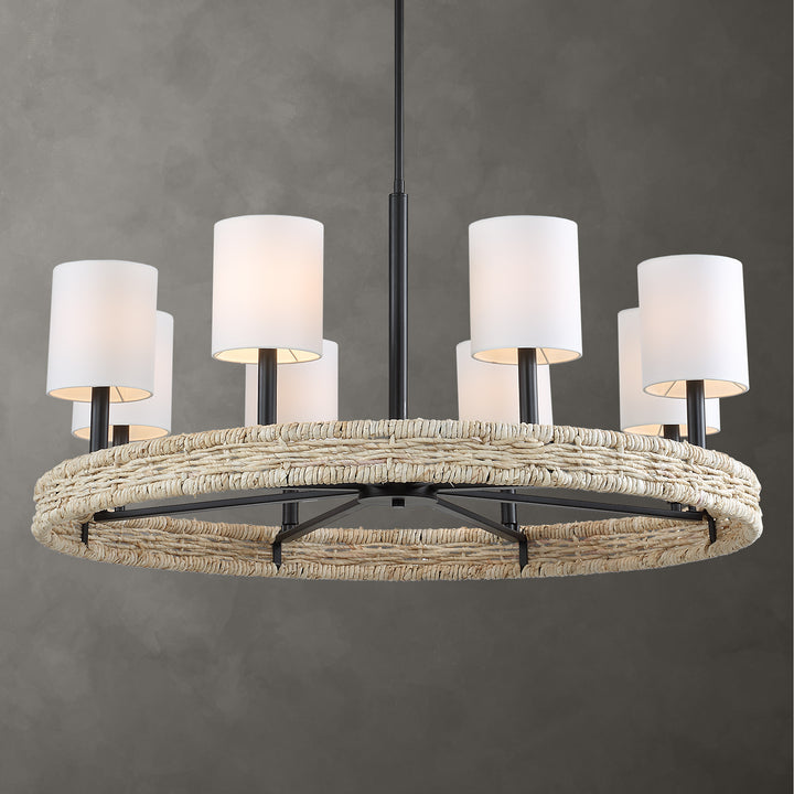 FAIYAM 8 LIGHT RATTAN CHANDELIER