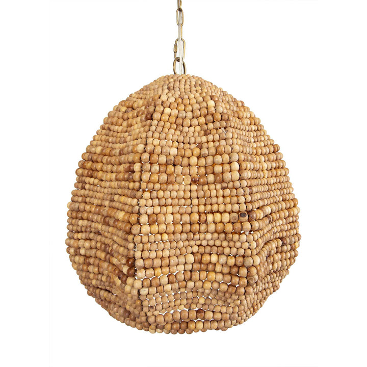 KAURI 1 LIGHT WOODEN BEAD PENDANT