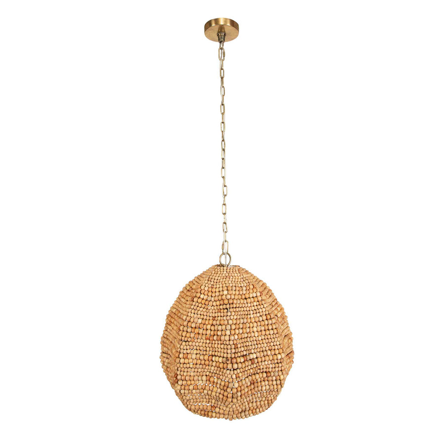 KAURI 1 LIGHT WOODEN BEAD PENDANT