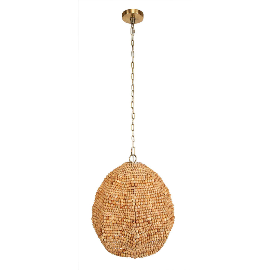 KAURI 1 LIGHT WOODEN BEAD PENDANT