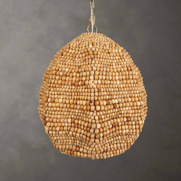 KAURI 1 LIGHT WOODEN BEAD PENDANT