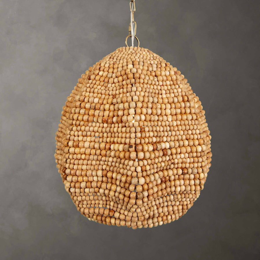 KAURI 1 LIGHT WOODEN BEAD PENDANT