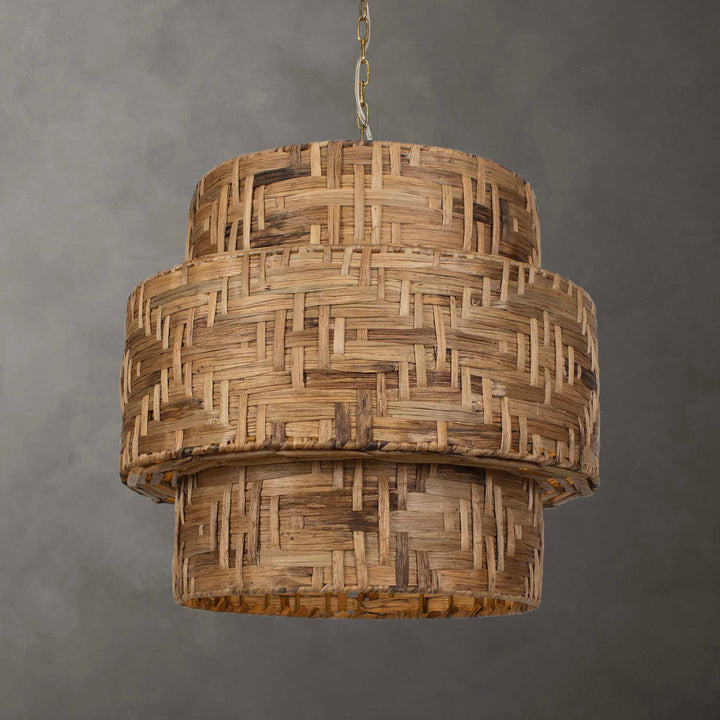 WOVEN WATER HYACINTH 4LT PENDANT