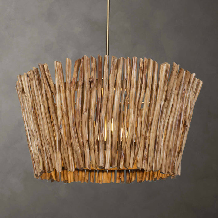 RHEA 4 LIGHT WOOD BRANCH CHANDELIER