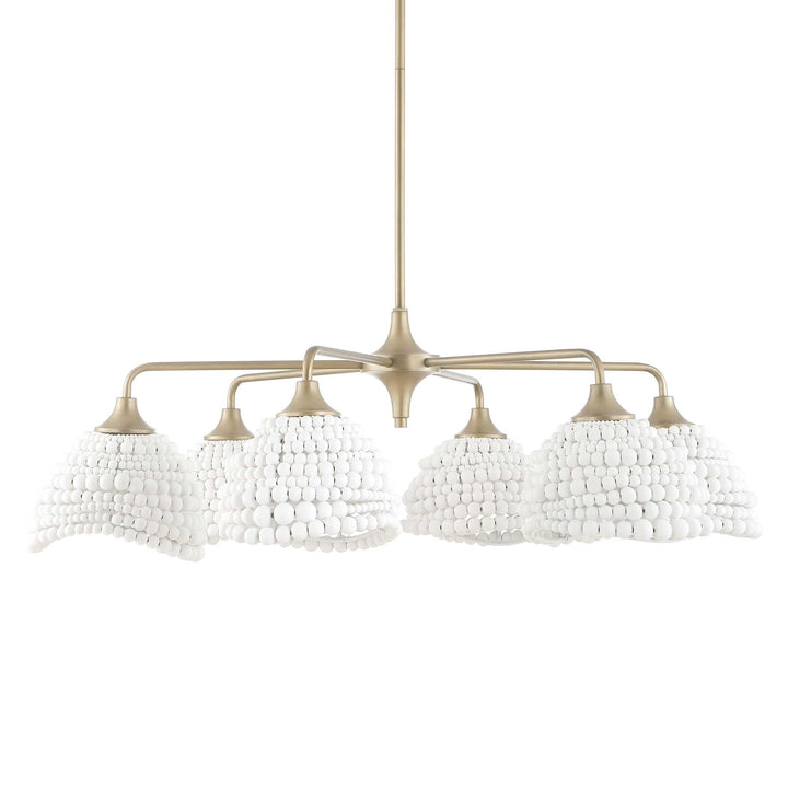 BIDDEFORD 6 LIGHT WHITE BEADED CHANDELIER