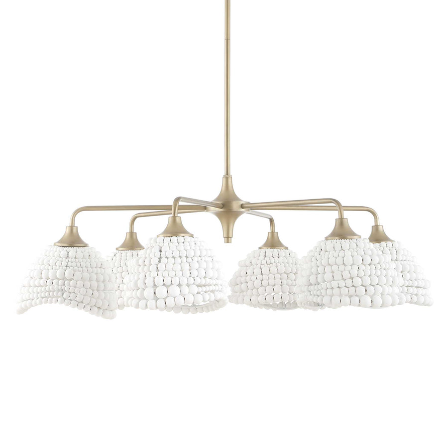 BIDDEFORD 6 LIGHT WHITE BEADED CHANDELIER