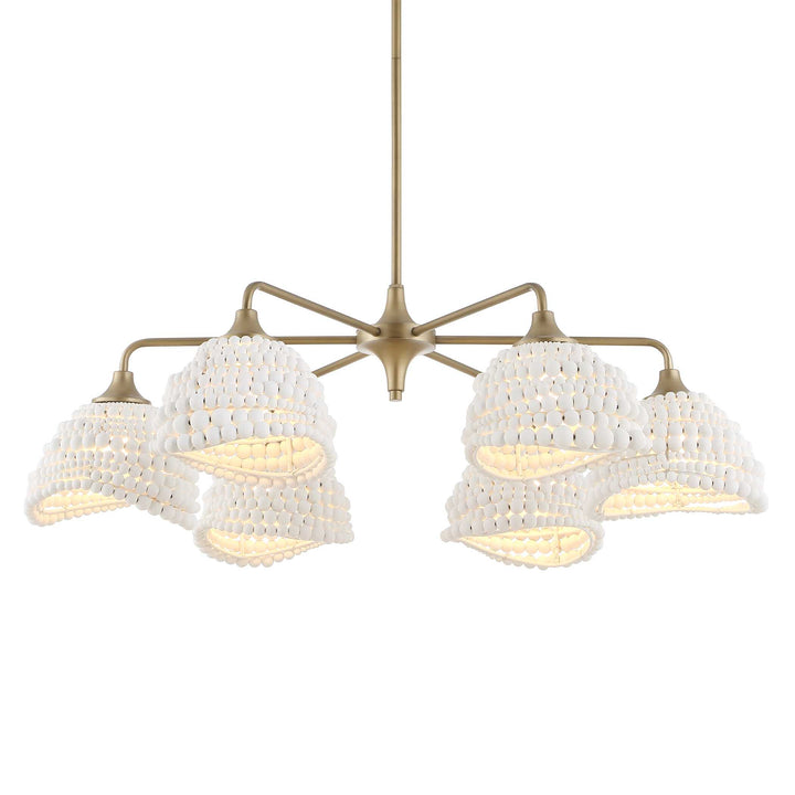BIDDEFORD 6 LIGHT WHITE BEADED CHANDELIER