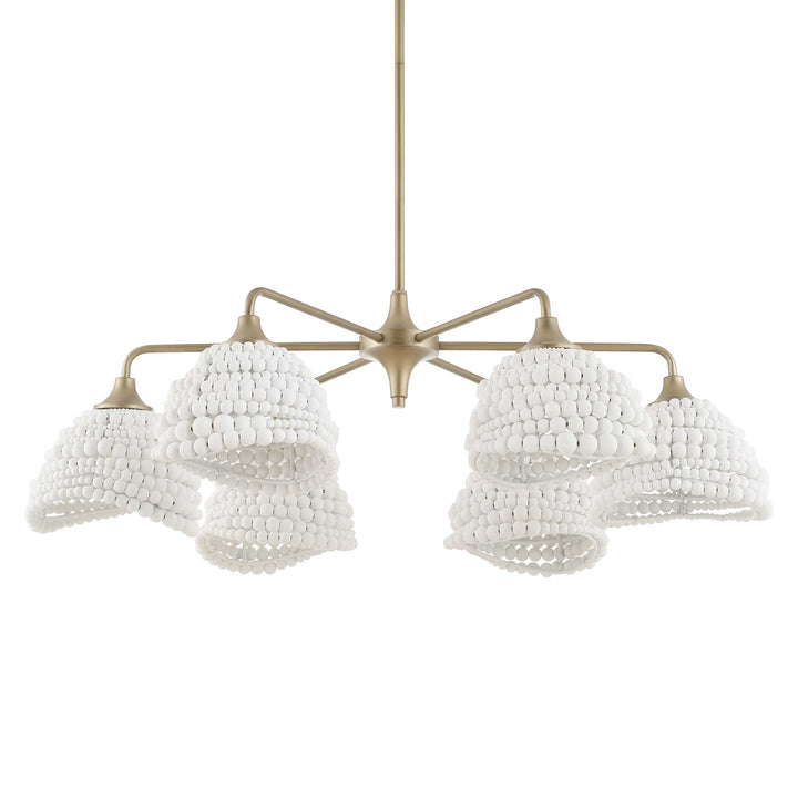 BIDDEFORD 6 LIGHT WHITE BEADED CHANDELIER