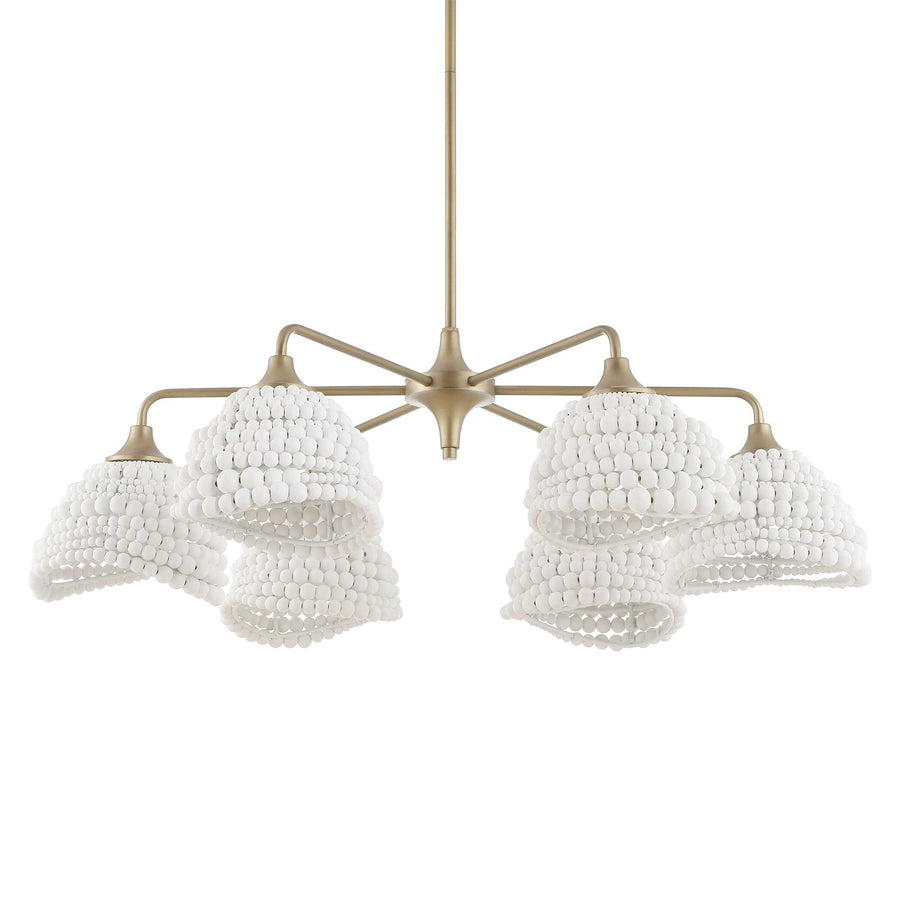 BIDDEFORD 6 LIGHT WHITE BEADED CHANDELIER