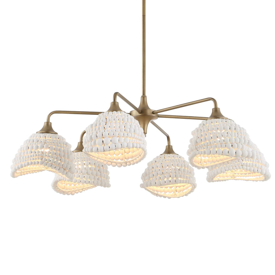 BIDDEFORD 6 LIGHT WHITE BEADED CHANDELIER
