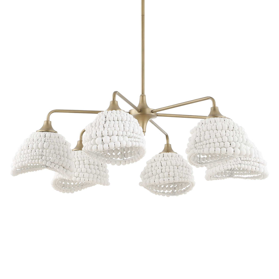 BIDDEFORD 6 LIGHT WHITE BEADED CHANDELIER