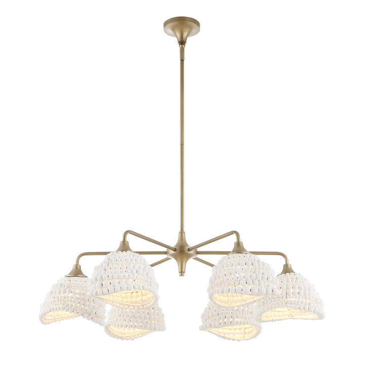 BIDDEFORD 6 LIGHT WHITE BEADED CHANDELIER