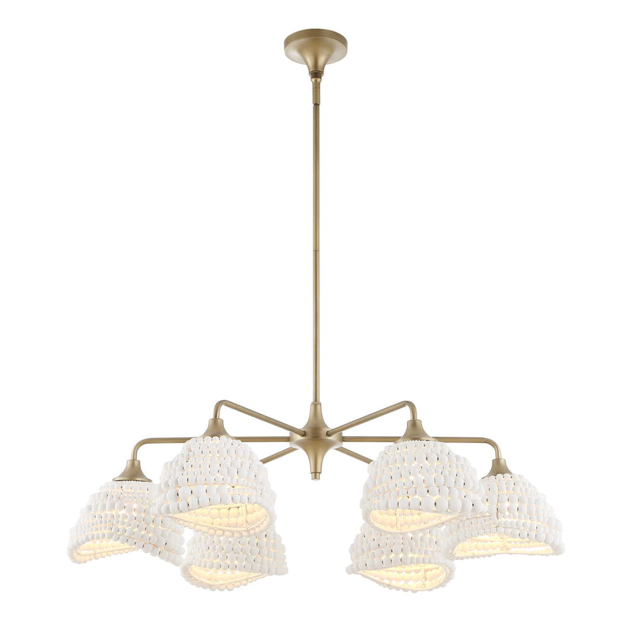 BIDDEFORD 6 LIGHT WHITE BEADED CHANDELIER